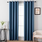 Pickluc Grommet Blackout Curtains 84 Inches Long 2 Panels, Light Blocking Window Drapes for Living Room, Thermal Insulated, Noise Reduction, Stone Blue, 52" Wide x 84" Length