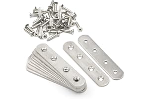 Pxyelec 3.8 inch Stainless Steel Flat Mending Repair Plate Bracket Connector, Flat Straight Corner Brace Brackets, Pack of 10