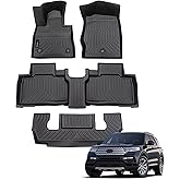 Auxko All Weather Floor Mats Fit for Ford Explorer 2020-2024 2025 6 Seat TPE Rubber Liners Set Explorer Accessories All Season Guard Odorless Anti-Slip 3 Row Floor Mats