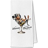ChissNook Dachshund Cocktail Kitchen Towels, Weiner Dog Gifts for Women & Cocktail Lovers, Dachshund Dish Tea Towel for Kitchen, Weiner Dog Decorative Hand Towels for Bathroom, 16x24 Inch
