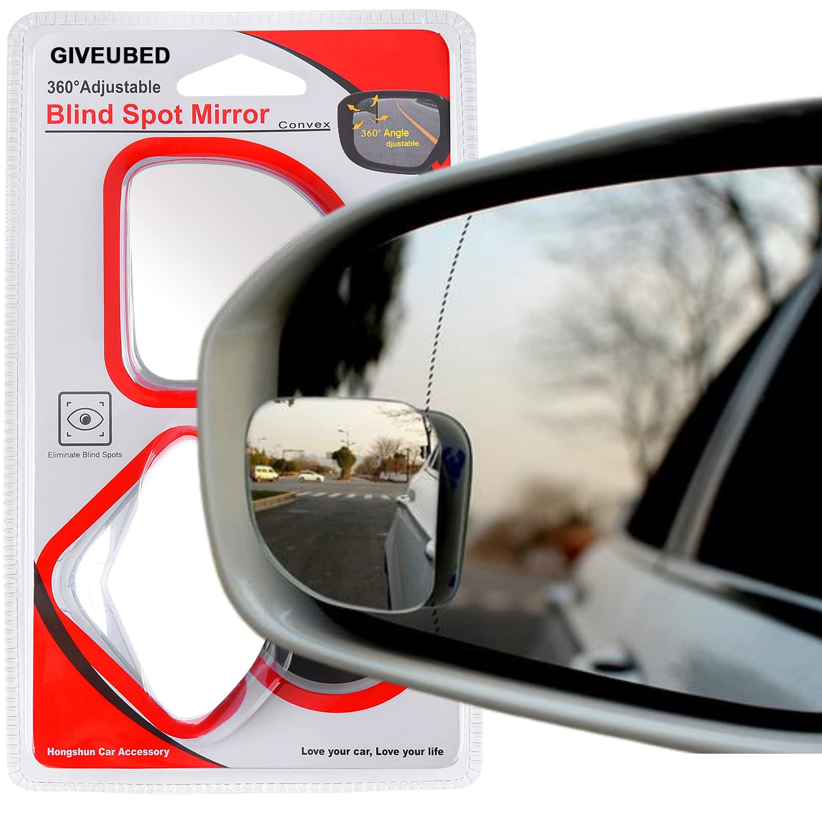 Photo 1 of Upgrade HD Glass Wide Angle Blind Spot Mirror, Frameless 360 Adjustable Convex Rear View Mirror for Cars, Trucks and SUVs - 2" Fan Shaped, 2pcs
