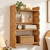 Vidoya 100% Solid Wood Wall Shelf 2-Tier, 2PCS Rustic Floating Wall Shelves | 3 Slots Adjust Height, 2-In-1 Wall Mounted Storage Rack, Easy to Hang for Apartment, Living Room, Bedroom,Kitchen,Bathroom