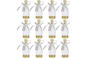 Sewroro 12pcs Gold Sparkling Wine Bottle Candy Boxes with Beige Ribbon Acrylic Mini Favor Containers