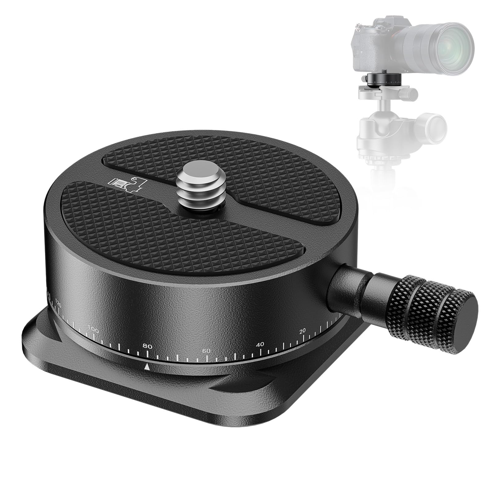 Neewer Panoramic Quick Release Plate, 360° Scaled Panning Head Camera Tripod Mount Adapter with Arca Type Base & 1/4" Screw for DSLR Camera Camcorder Tripod Monopod Slider, Max load 11lb/5kg, QRP-6