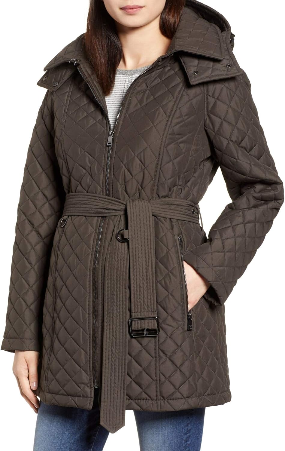 Amazon.com: London Fog Women's Diamond Quilted Hooded Jacket: Clothing