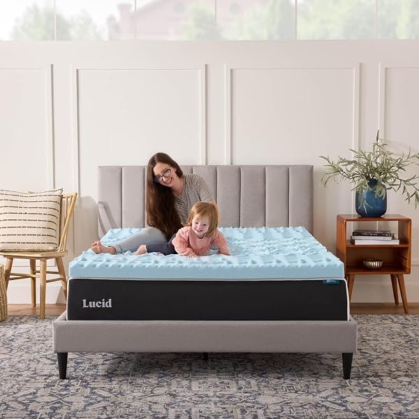 LUCID 3 INCH GEL MEMORY FOAM MATTRESS TOPPER, TWIN XL SIZE – 5 ZONES – COOLING GEL INFUSION – CERTIPUR CERTIFIED FOAM