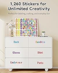 Uniclife 10 Sheets Letter Stickers, 1260 Pcs