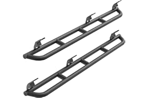 Hooke Road Rock Sliders Rocker Gurad Nerf Bars for 2015-2025 Chevy Colorado & GMC Canyon Crew Cab Pickup, Textured Black Steel Tubing Running Boards