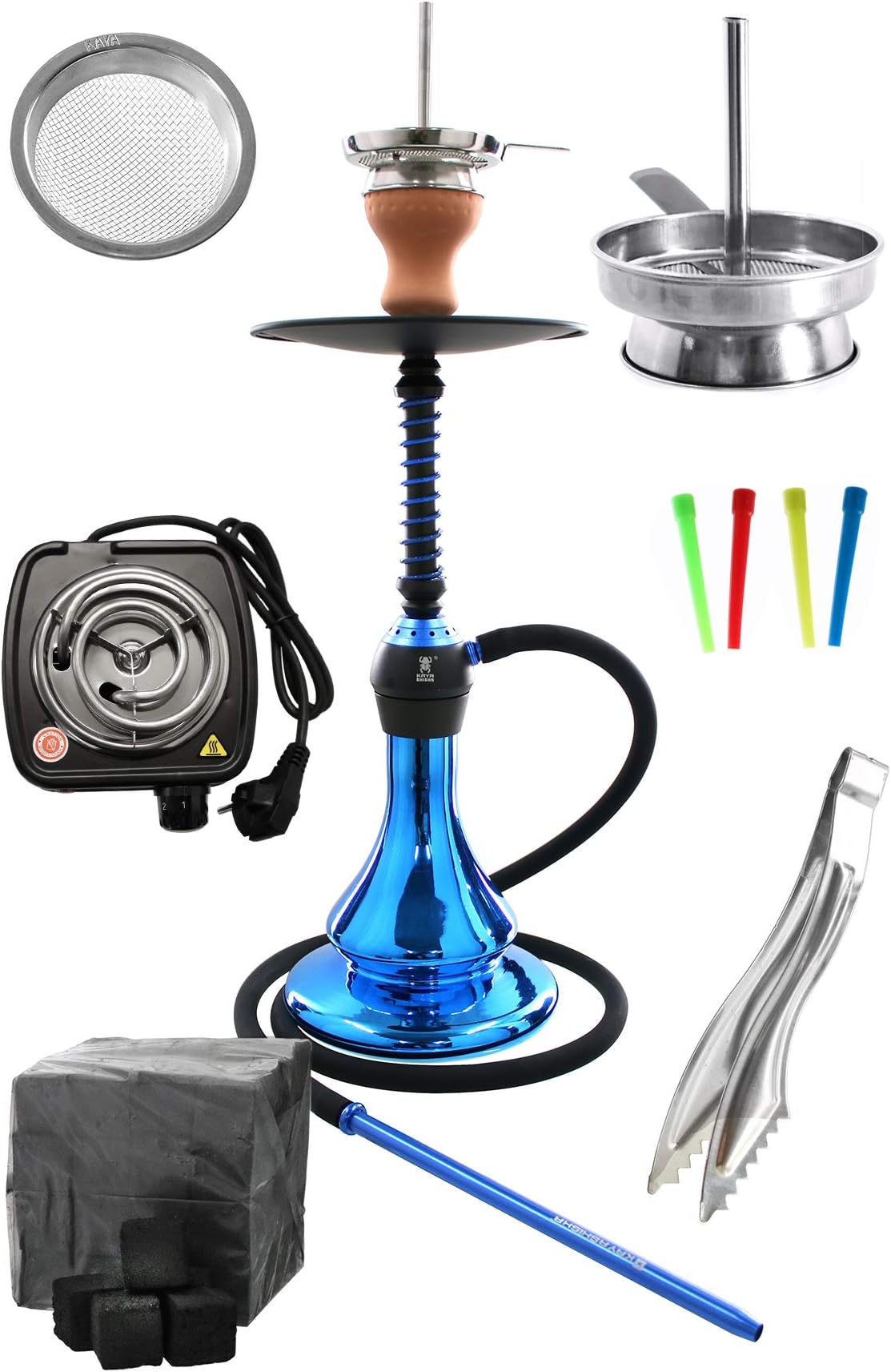 ELOX Eco 580 Twist Set Including e-Heater Hookah Coal Disposable mouthpieces Tongs Chimney and Bowl Sieve