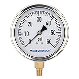 MEASUREMAN 4" Dial Size, Glycerin Filled Plumbing