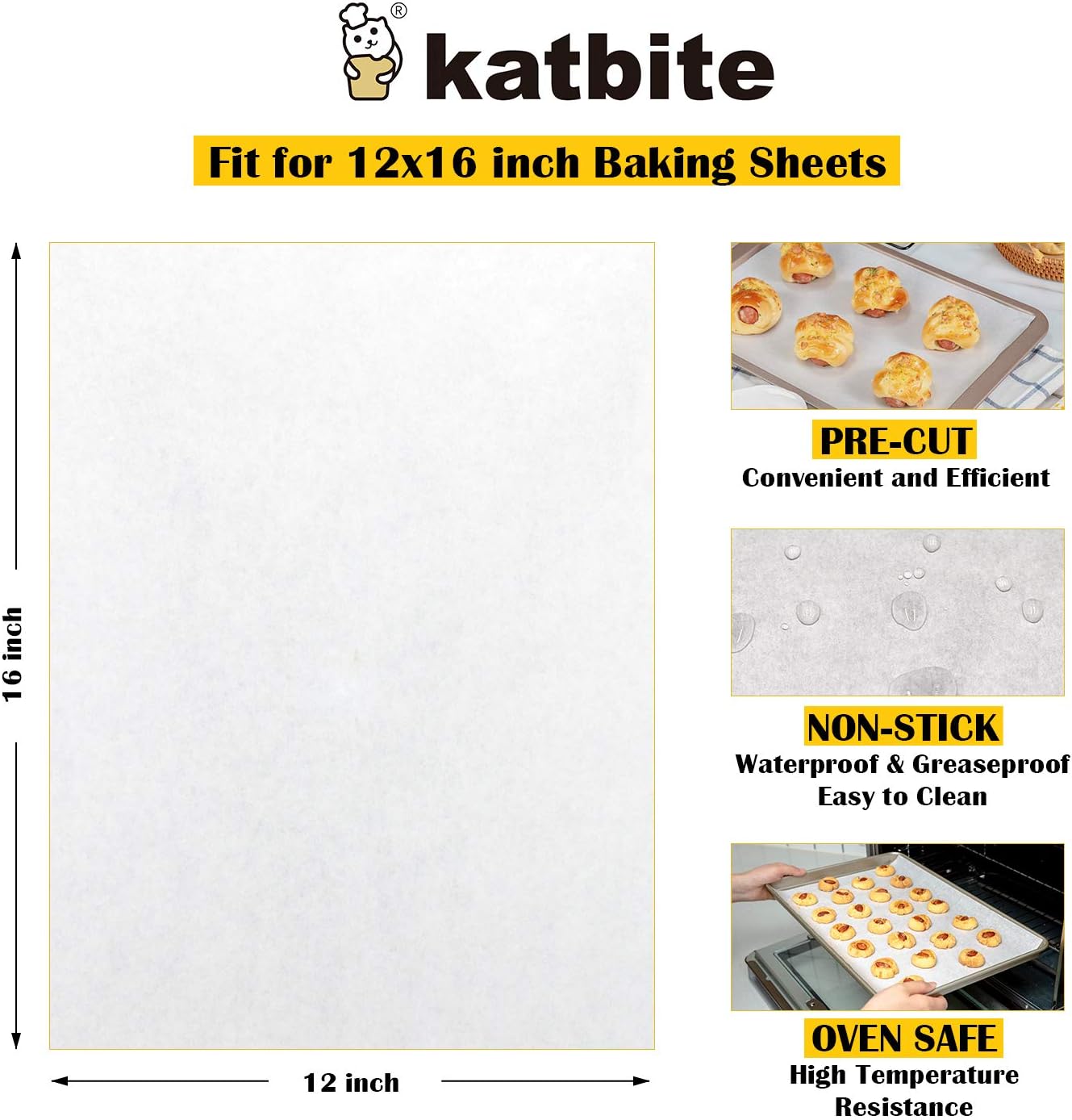 Katbite 200PCS 12x16 In Heavy Duty Flat Parchment Paper, Parchment Paper Sheets for Baking Cookies, Cooking, Frying, Air Fryer, Grilling Rack, Oven（12x16 Inch): Kitchen & Dining