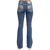 Miss Me Women's Soaring Wings Embellished Pockets Mid-Rise Bootcut Jeans