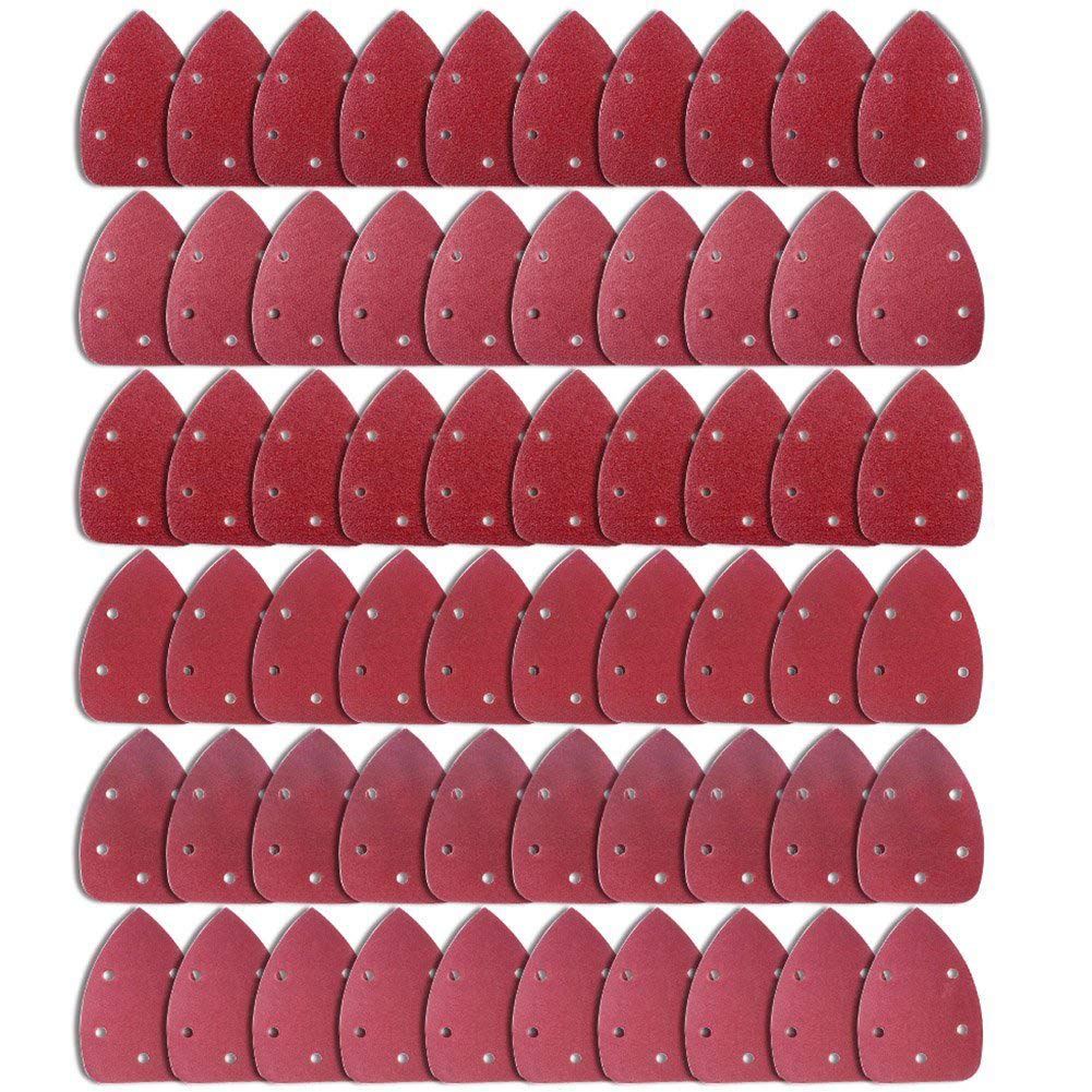 AUSTOR 60 Pieces Mouse Detail Sander Sandpaper Sanding Paper Hook and Loop Assorted 40/ 60/ 80/ 120/ 180/ 240 Grits