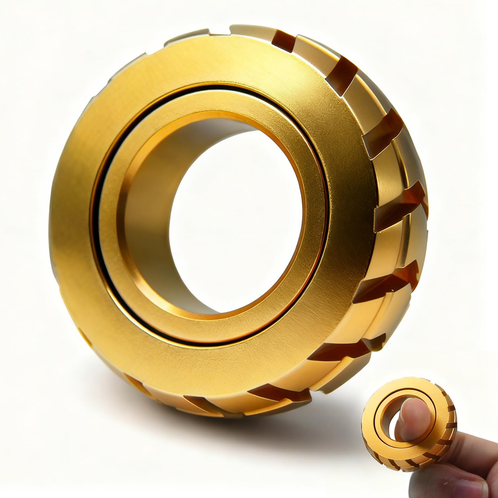 Sunny Power Fidget Slider Fidget Toy Ring, Metal Fidget Rings EDC Fidget Toys for Adults, Portable Stress Relief Toy, Magnetic Anxiety Reducer Gift for Boyfriend Sensory Toy for Men and Women(Gold)