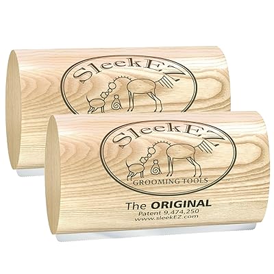 SleekEZ Deshedding Grooming Tool for Dogs, Cats &amp; Horses - Patented Undercoat Brush for Short &amp; Long Hair - Painlessly Remove 95% of Loose Hair, Fur &amp; Dirt