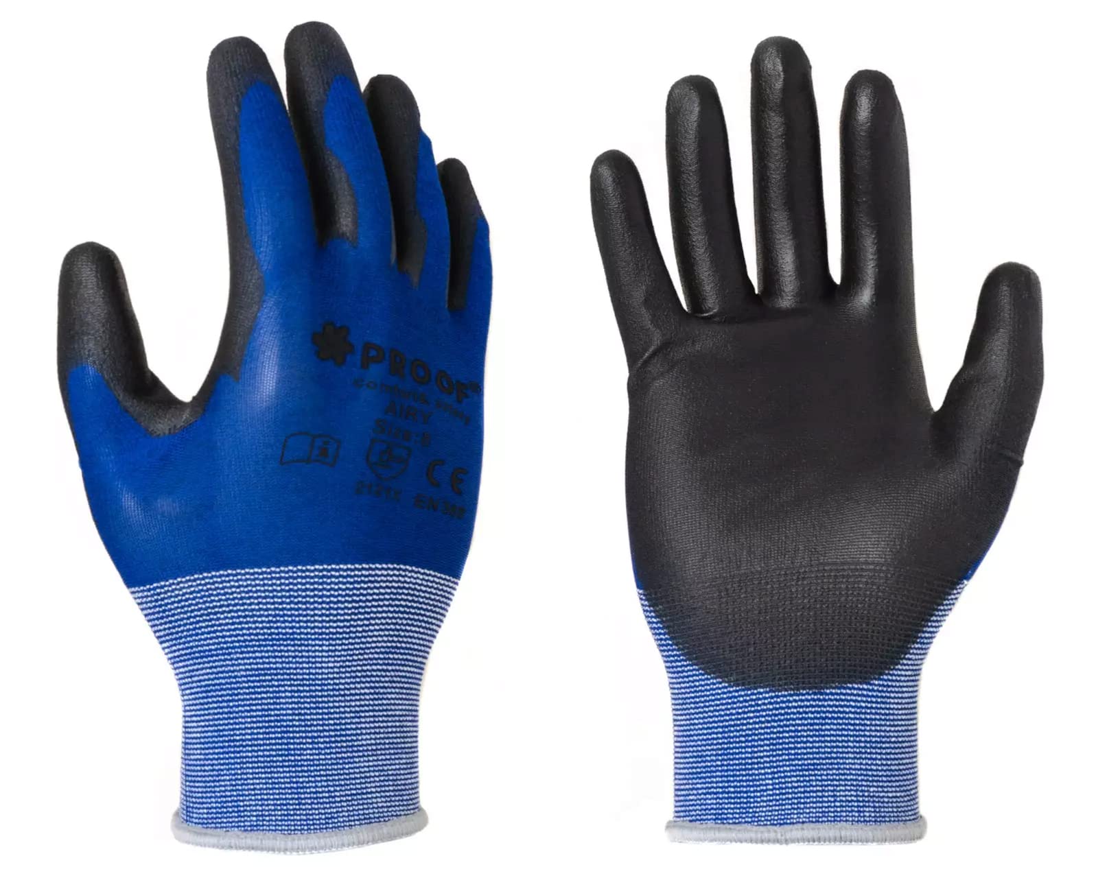Screws City Pack of 10 Ultra-thin Highly Breathable Work Protective Airy Nylon Gloves Polyurethane Coated Touch Screen Compatible (Large - 9)