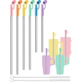 NiHome 6PCS Reusable Anti-Wrinkle Straws with Caps Fit for Stanley Tumblers | 3 Lengths Wrinkle Free Straws for 20 30 40 oz Cups, Stainless Steel No Wrinkle Straw with Silicone Caps, 2 Brushes, 6 Colors