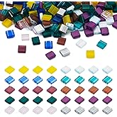 Pandahall 200Pcs Flat Square Glass Beads - 2-Hole Tila Beads in 10 Colors for Bracelet, Necklace & Earring Jewelry Making