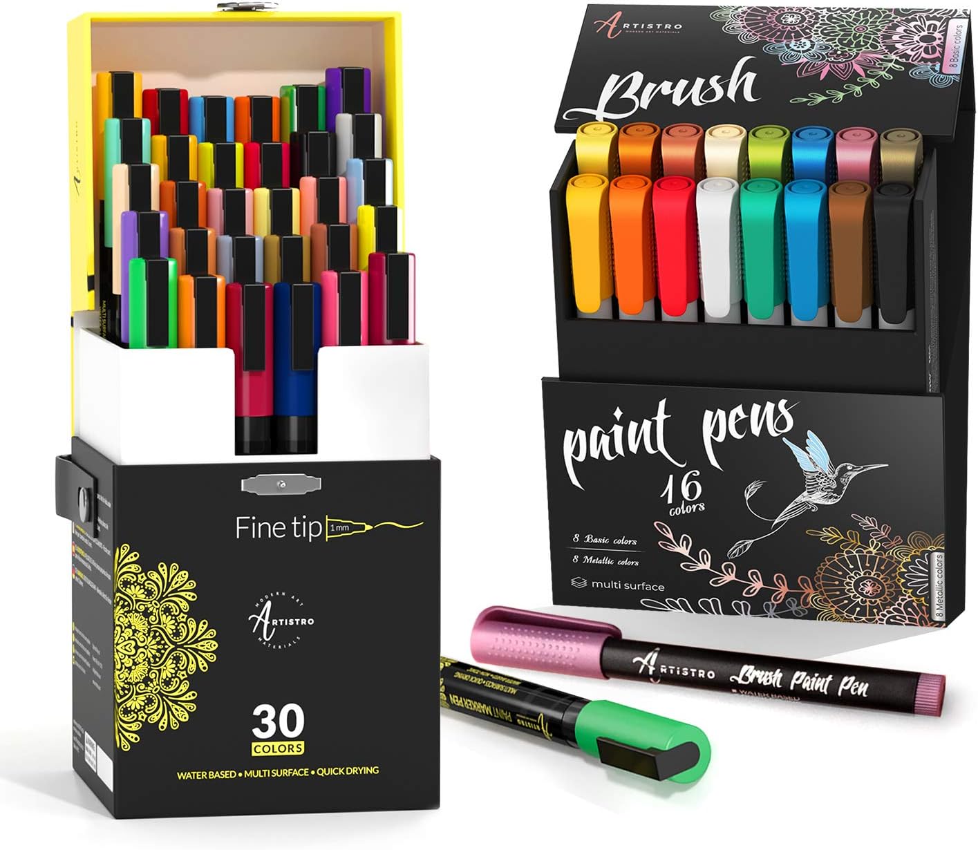 Artistro 16 Brush Paint Pens and 30 Acrylic Paint Markers
