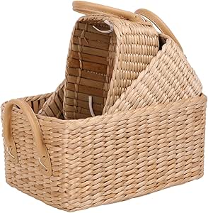 Eshow Ratan Cesta Mimbre de almacenaje a Mano para Decoracion en casa