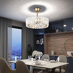 YPQXYHDA 20.7" Modern Crystal Ceiling Fan with
