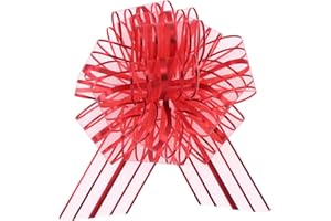 FORBINBO 6 Pieces Pull Bow Large 6 Inch Organza Pull Bow Present Wrapping Pull Bow with Ribbon for Gift Wrapping Baskets Wedding (Red)