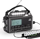 Mesqool 12000mAh Solar Hand Crank Emergency Radio AM FM SW USB Charger