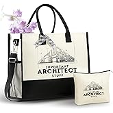 InnoBeta Architect Gifts for Women Girls, Architecture Gifs Canvas Tote Bag with Top Zipper Closure and Shoulder Strap for Birthday, Mother's Day, Christmas