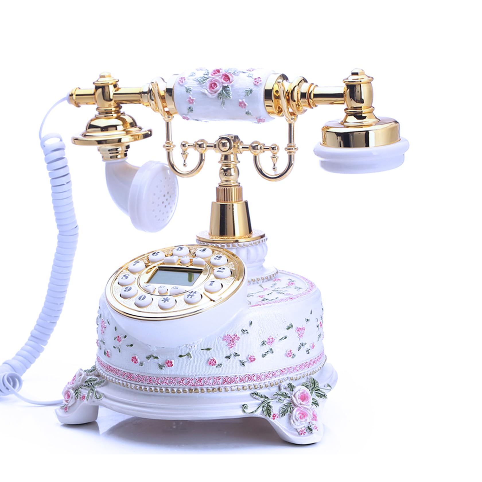 Photo 1 of (broken minor, for parts) TelPal Home Telephone White Floral Home Phones Decorative Modern Landline Telephones Desktop Phone for Home Office Decor