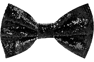 KALIONE Black Sequin Bow Tie Glitter Bow Tie Bowtie Men's Pre-Tied Bows Ties for Men, Sparkling Shiny Bowtie for Banquet Carnival Party Christmas Fancy Dress