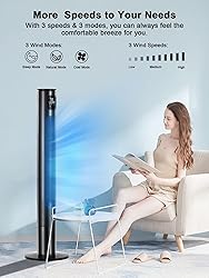 Uthfy 46" Tower Fan With Remote, 28ft/s Fan for