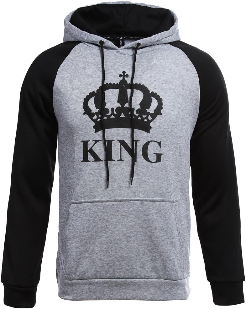 Stephaee Couple Hoodies King Queen Matching Couple Crown Pullover Hoodie Sweatshirts