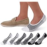 SIXDAYSOX No Show Socks Men 6 Pairs Thin Invisible Low Cut Non Slip Socks for Loafer Sneakers Size 10-13/13-15