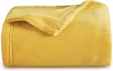 Bedsure Fleece Throw Blanket 130x150 Mustard Soft Microfibre Polyester
