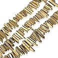 1 Strand Adabele Natural Raw Healing Crystal Quartz Gemstone Loose Beads Small Drilled Point 15 Inch Gold Titanium Coated Chakra Gem Stone Drop Stick GA3