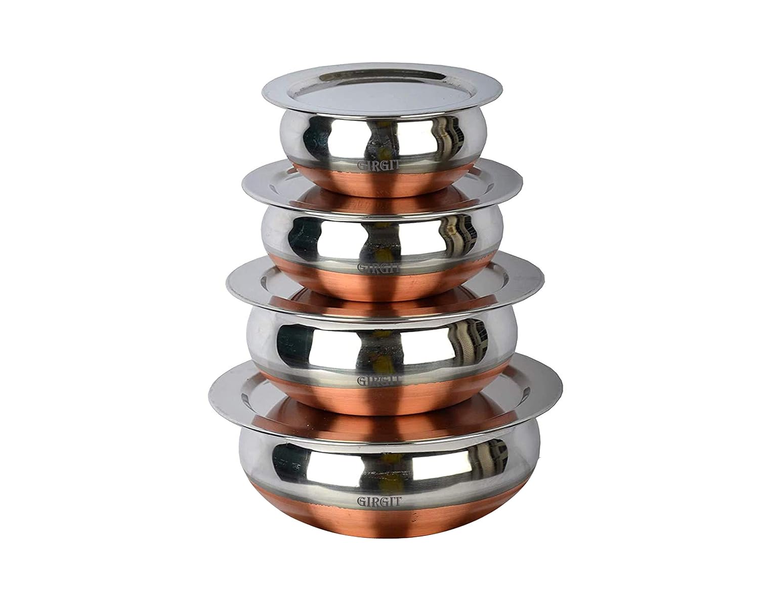 Buy GIRGIT Stainless Steel Copper Coated Serving Cookware Bowl Handis