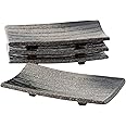 Uaral Sushi Plate Japanese Dish Set Ceramic Sashimi Plate 4 Pieces Sushi Serving Plate(8.5inch Midnight Blue)