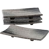 Uaral Sushi Plate Japanese Dish Set Ceramic Sashimi Plate 4 Pieces Sushi Serving Plate(8.5inch Midnight Blue)