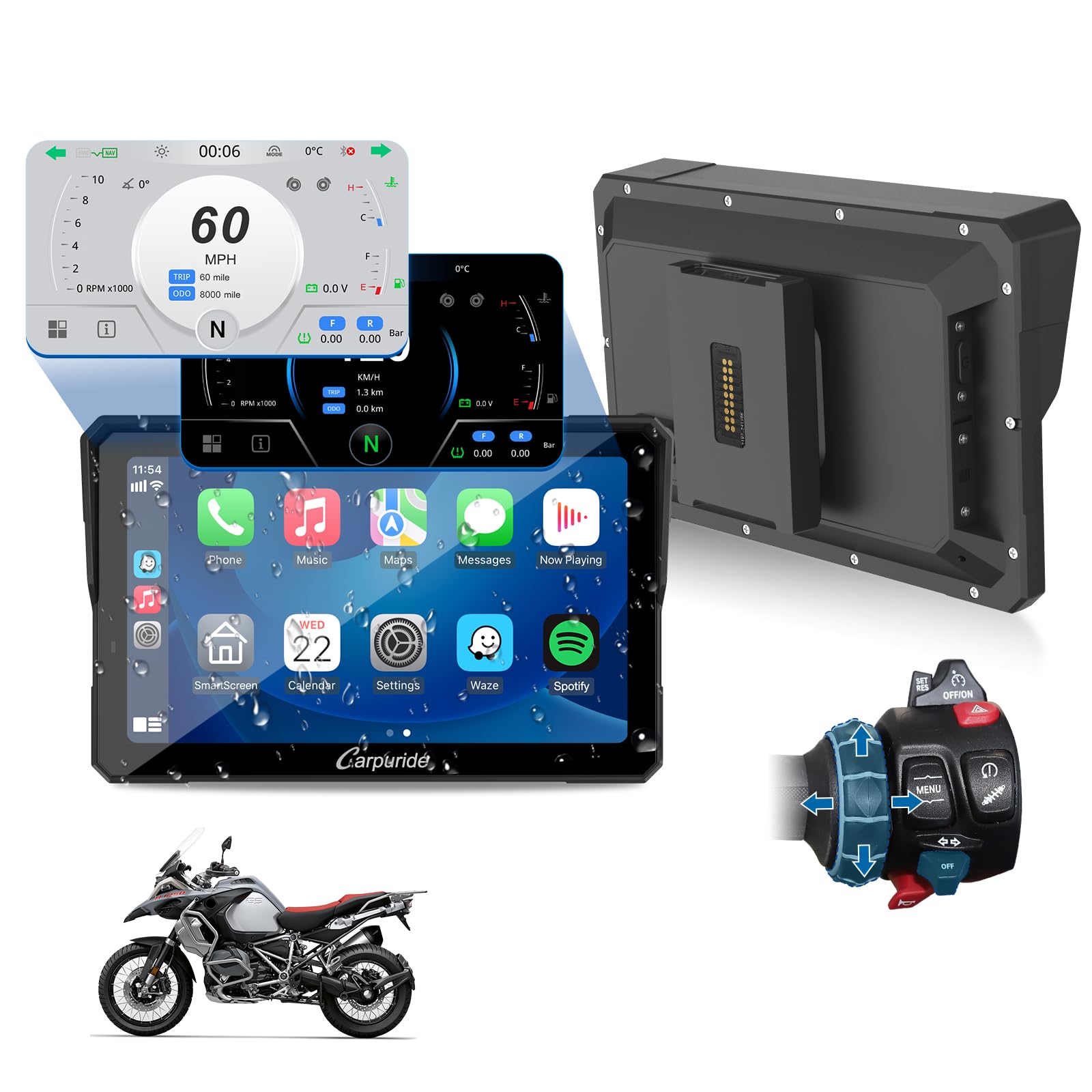 CARPURIDE W702BS para BMW Moto CarPlay y lectura de datos A-Auto, Native Wonder