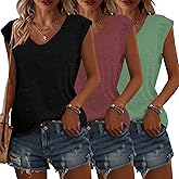 COULUKE Womens 3 Pack T Shirts Cap Sleeve Tees U Neck Tank Tops Fashion Basic Tops 2025