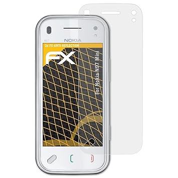 atFolix Panzerfolie kompatibel mit Nokia N97 Mini Schutzfolie, entspiegelnde und stoßdämpfende FX Folie (3X)