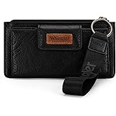 Montana West X Wrangler Black Minimalist Wallet for Women Ladies Female Card Cases & Money Organizers Wristlet with Wallet Large Clutch with Coin Purse Smooth Zipper and Rfid Lining WG179-W013BK