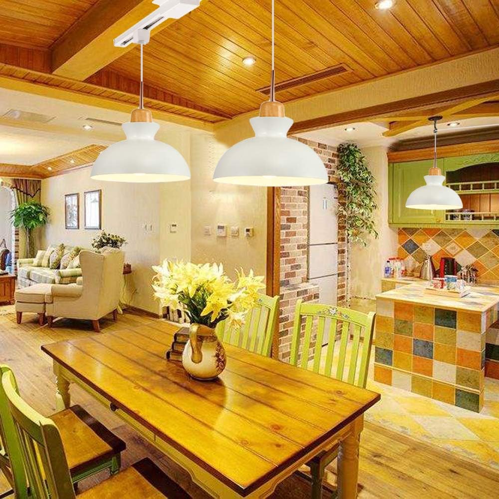 STGLIGHTING Hanging Swag Lamp no Wiring Needed Wooden Handle Pendant Light with 15ft Plug-in UL On/Off Dimmer Switch Cord Macaron White Lamp Nordic Minimalist for Dining Room Bulbs Not Included - - 