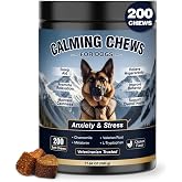Calming Chews for Dogs 200ct Anxiety and Stress Relief Melatonin Chicken | Anxiety and Stress Relief Treats Melatonin Sleep Aid for Small/Medium/Large Dog Separation, Fireworks, Thunder, Barking