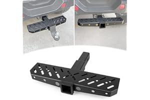 Guina Heavy Duty Trailer Tow Steps, Non-Slip Thick Iron Universal Steps Tow Steps, 2 Inch Tow Receiver Plug Fits Truck/SUV/Trailer, Car Crash Steps, Black