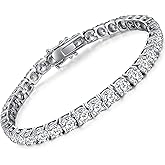 ZDaoBen Sparkle Tennis Bracelet for Women, 925 Sterling Silver Round Cut 5A Cubic Zirconia 3MM 4MM Bracelet 6/6.5/7 Inch