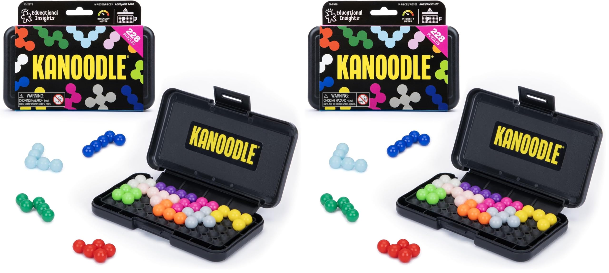Educational Insights Kanoodle - Original 3D Brain Teaser Puzzle,Single Player Mind Challenge Toys,Handheld Travel Games,Challenging Logic Puzzles and Gifts for Kids,Teens & Adults Ages 7+,(Pack of 2)