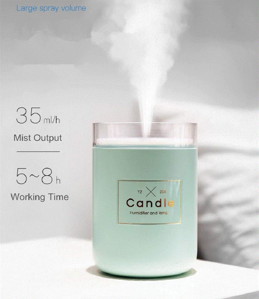 Small Teal 280ML Ultrasonic Air Humidifier Candle Romantic Soft Light USB Essential Oil Diffuser Car Purifier Aroma Anion Mist Maker