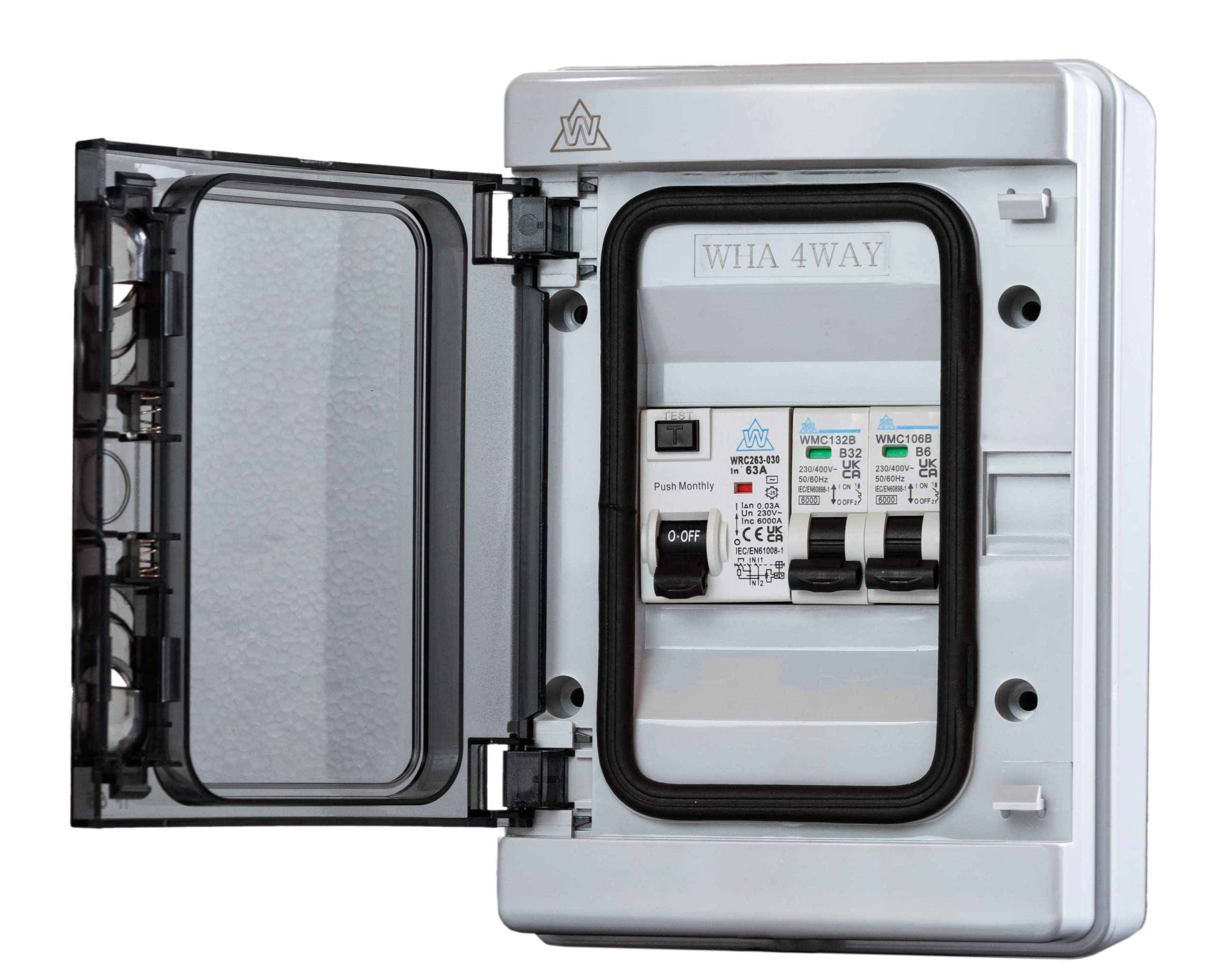 Garage Caravan Shed Consumer Unit Fuse Board 63A RCD + 2 MCB's 1 x 6A 1 x 32A WPGU04/632 UKCA Certified