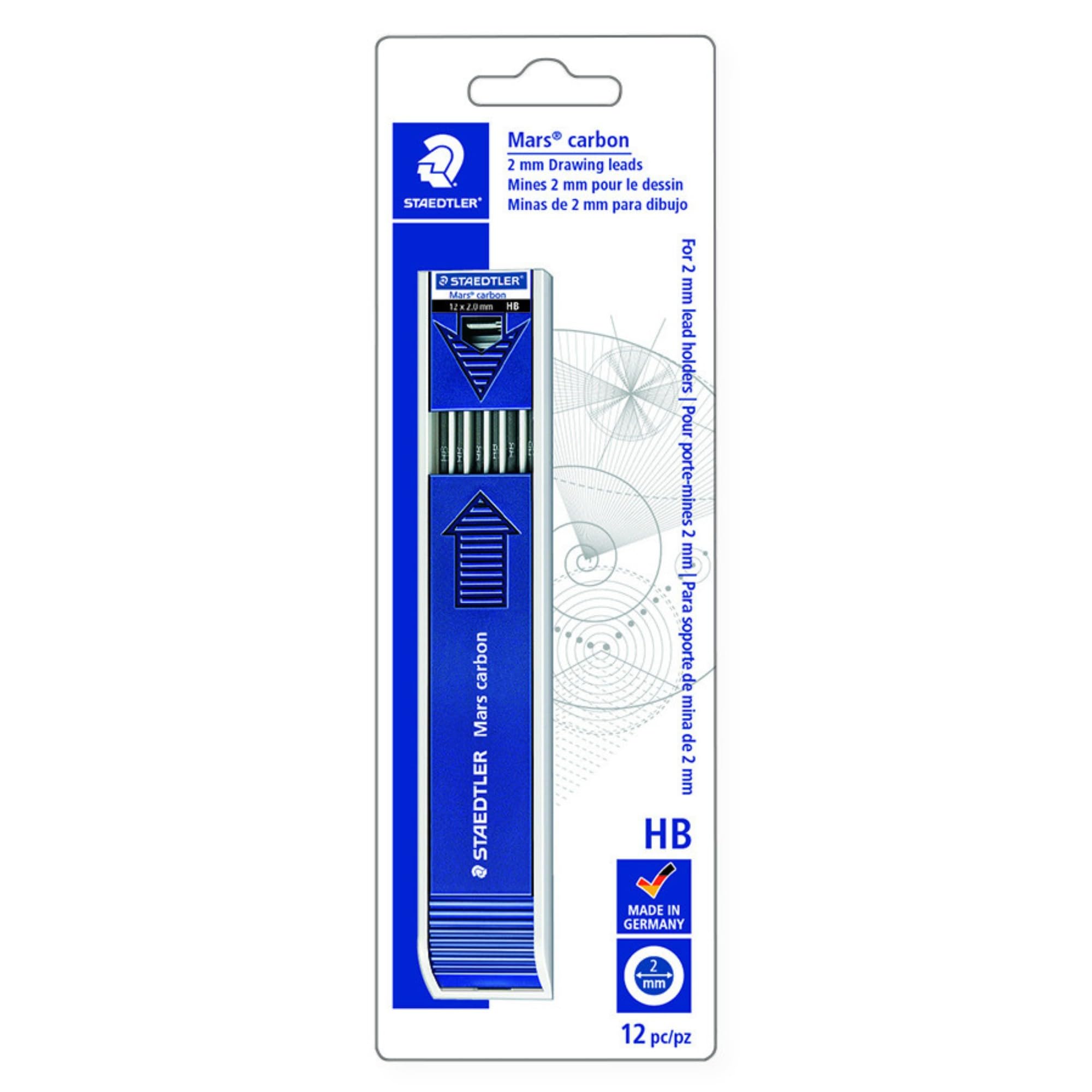 STAEDTLER 200-HB Mars Carbon 2mm Replacement Leads - HB degree (Pack of 12)